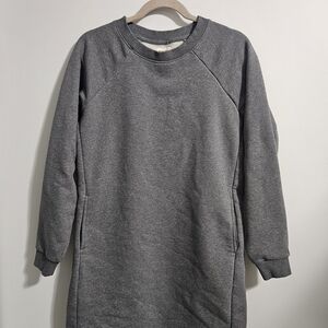Pact Womens MEDIUM Gray Courtside Sweatshirt Dress Long Sleeve Organic Cotton